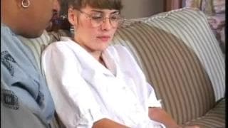 A beautiful babysitter fucking with two men