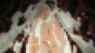 A hentai girl gets cum on her big oppais