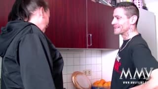 A small penis to satisfy this brunette!