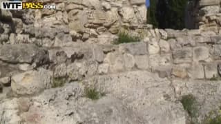 A sweet brunette gets a good fucking outside