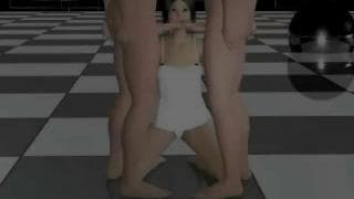 A young girl trying a trio for the first time