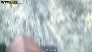 Albina enjoys this outdoor threesome!