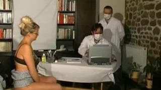 Analyzing the pussy of a blonde bitch