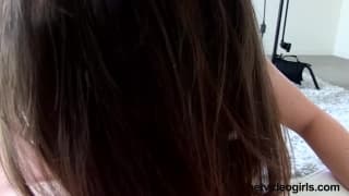 Beautiful brunette babe tries a porn casting