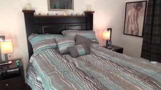 Blonde babe makes him cum on her face