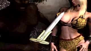 Blonde hentai bitch gets gangbanged