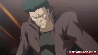 Blonde hentai with big tits in gang bang with bandits