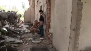 Gorgeous blonde has a double penetration