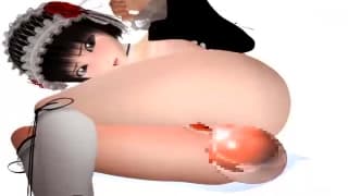 Hentai porn scene with a sexy waitress