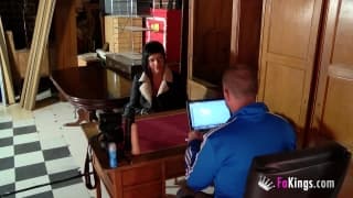 Leticia is a brunette in a porn casting