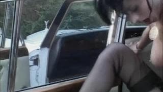 Mature brunette sucks and fucks in the car