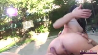 Rebecca Linares is brutally fucked outside!