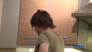 Sara Knight sucks this nerds cock until he cums