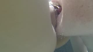 Sara Luv enjoys this outdoor wet session