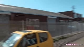 Sexy blonde has her pussy fucked outside