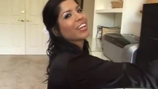 Sexy Latina maid fucked in the ass wearing her fishnets