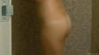 She loves to be in the shower feeling horny