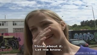 This blonde wants to make money with her body