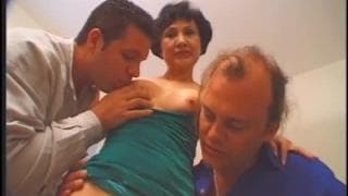 This grandmother gets fucked in a threesome